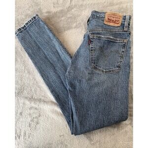 Levis 501 S Skinny Jeans Women's 26x29 Blue Original Fit Slightly Distressed